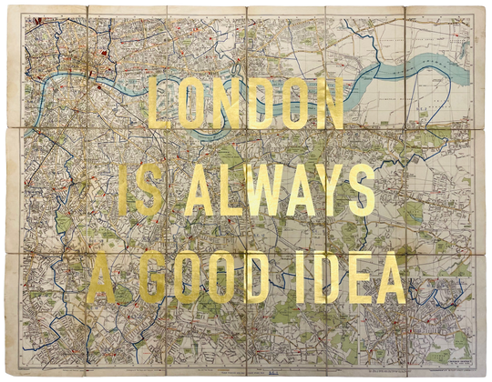 LONDON iS ALWAYS A GOOD iDEA - LARGE GOLD LEAF ViNTAGE MAP