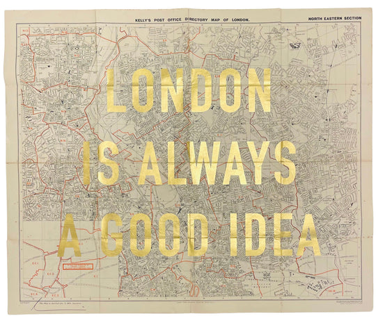 LONDON iS ALWAYS A GOOD iDEA - LARGE GOLD LEAF ViNTAGE MAP