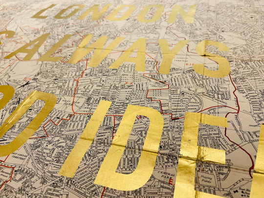 LONDON iS ALWAYS A GOOD iDEA - LARGE GOLD LEAF ViNTAGE MAP