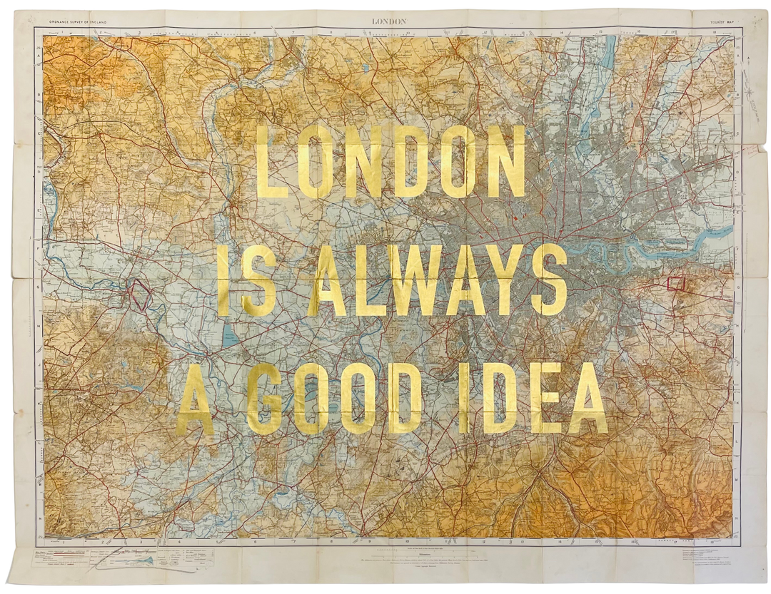 LONDON iS ALWAYS A GOOD iDEA - LARGE GOLD LEAF ViNTAGE MAP