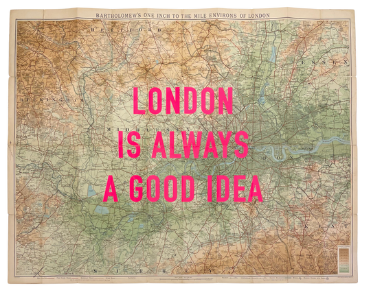 LONDON iS ALWAYS A GOOD iDEA - LARGE PiNK ViNTAGE MAP