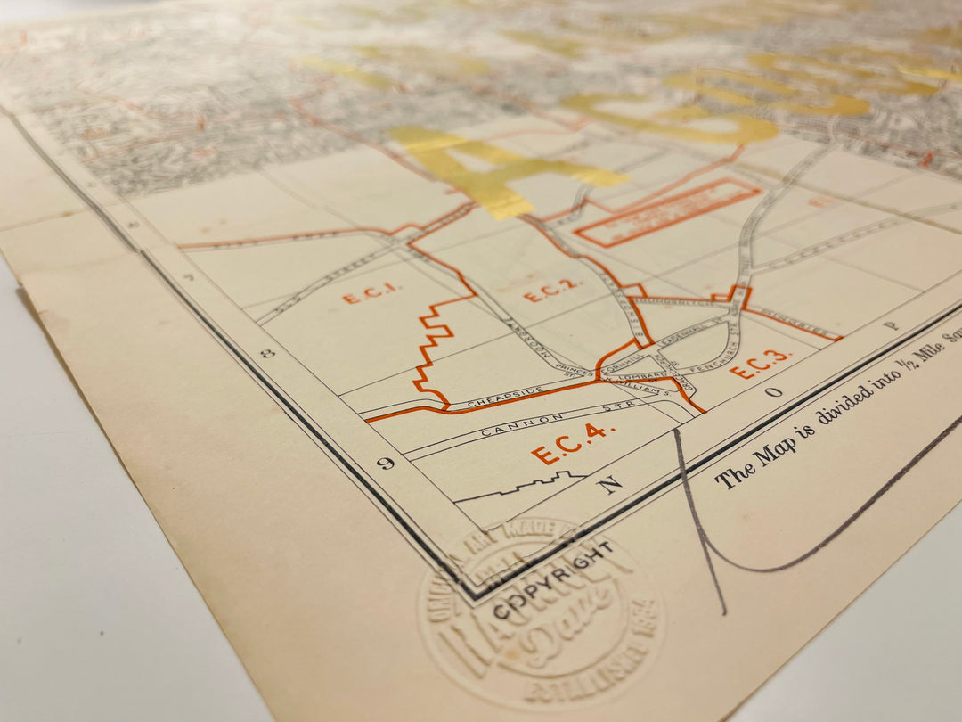 LONDON iS ALWAYS A GOOD iDEA - LARGE GOLD LEAF ViNTAGE MAP