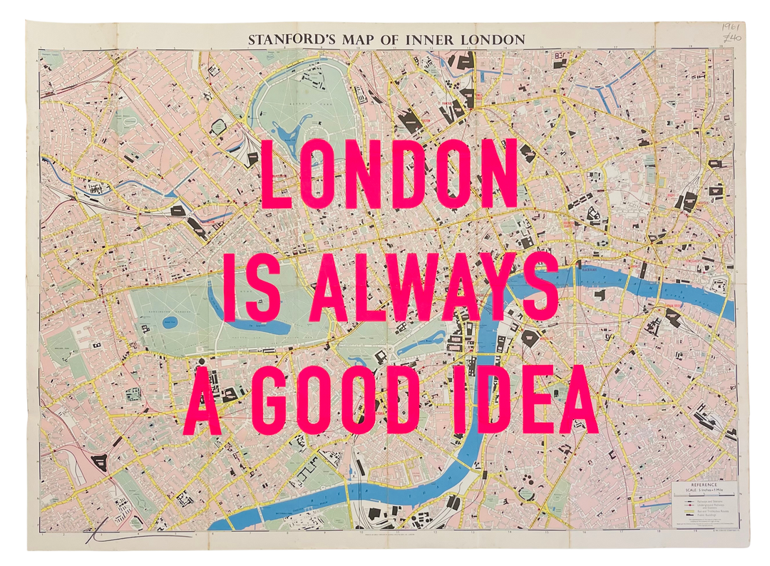 LONDON iS ALWAYS A GOOD iDEA - LARGE PiNK ViNTAGE MAP