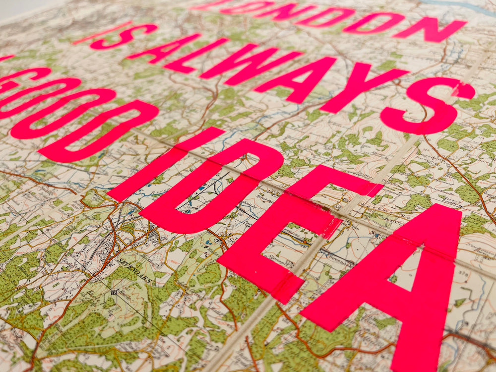 LONDON iS ALWAYS A GOOD iDEA - LARGE PiNK ViNTAGE MAP