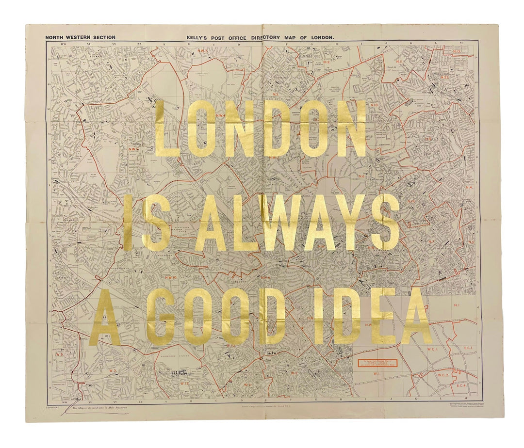 LONDON iS ALWAYS A GOOD iDEA - LARGE GOLD LEAF ViNTAGE MAP