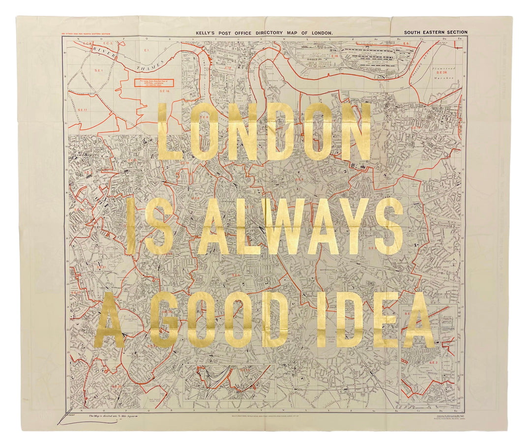 LONDON iS ALWAYS A GOOD iDEA - LARGE GOLD LEAF ViNTAGE MAP