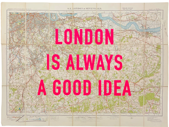 LONDON iS ALWAYS A GOOD iDEA - LARGE PiNK ViNTAGE MAP