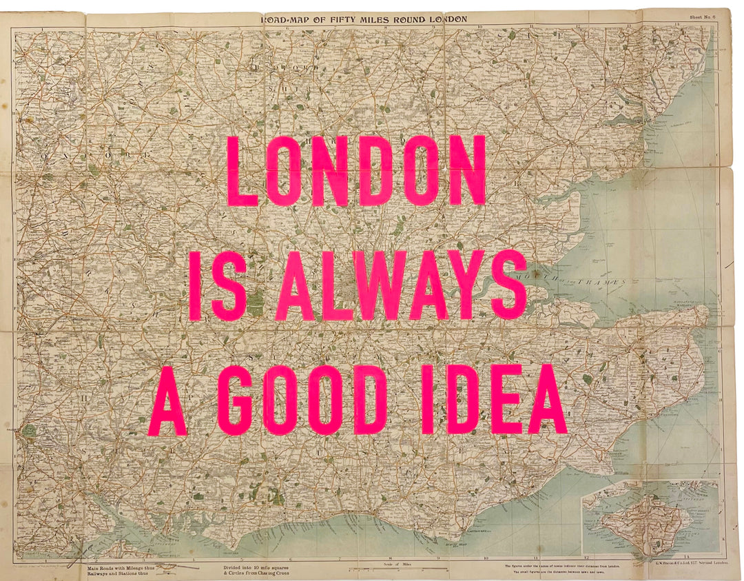 LONDON iS ALWAYS A GOOD iDEA - LARGE PiNK ViNTAGE MAP