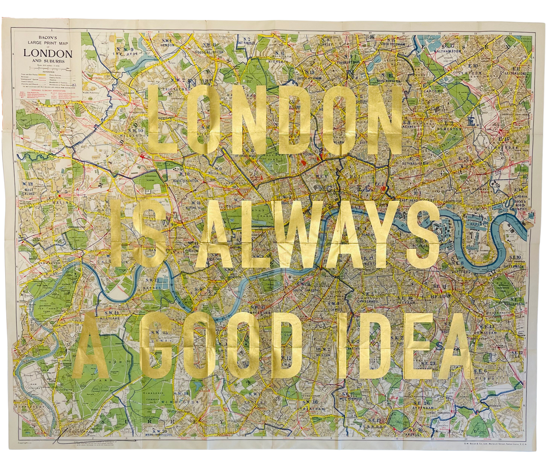 LONDON iS ALWAYS A GOOD iDEA - LARGE GOLD LEAF ViNTAGE MAP