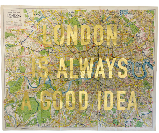 LONDON iS ALWAYS A GOOD iDEA - LARGE GOLD LEAF ViNTAGE MAP