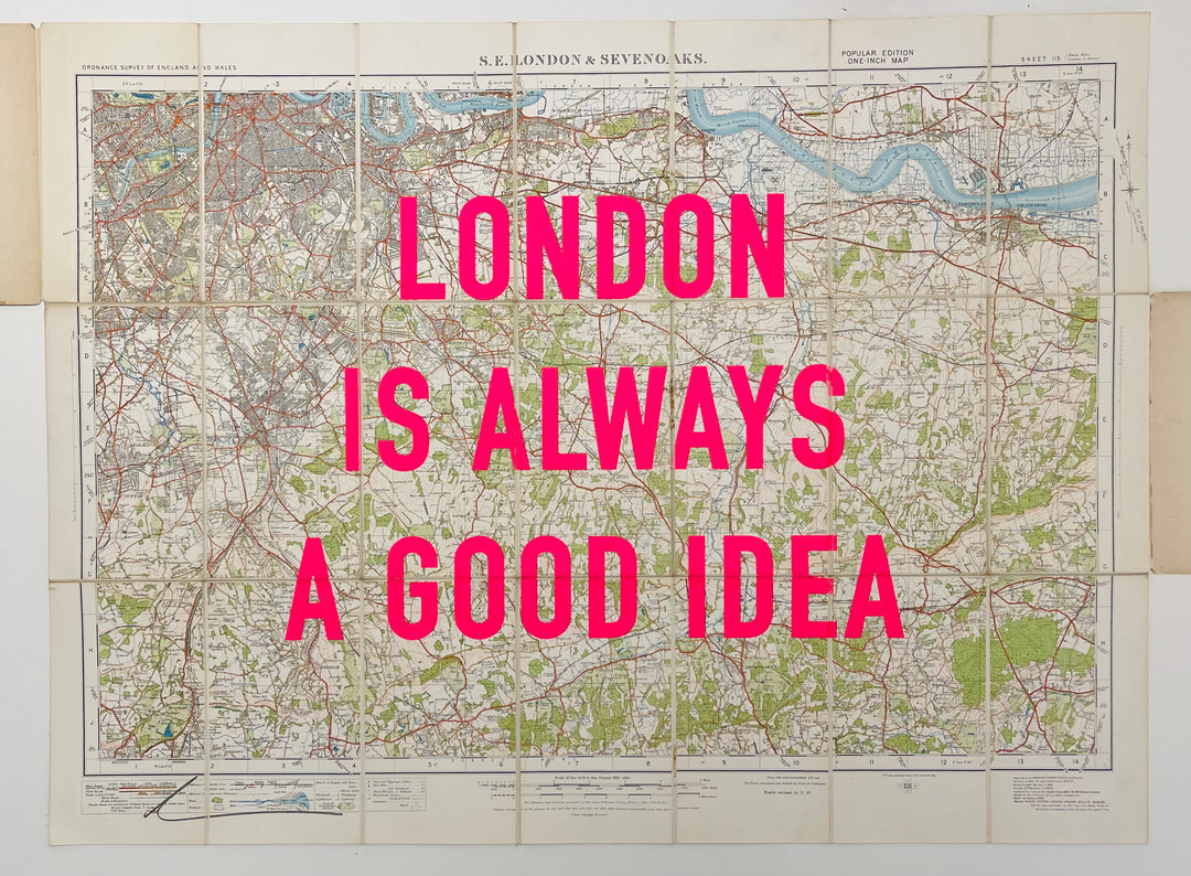 LONDON iS ALWAYS A GOOD iDEA - LARGE PiNK ViNTAGE MAP